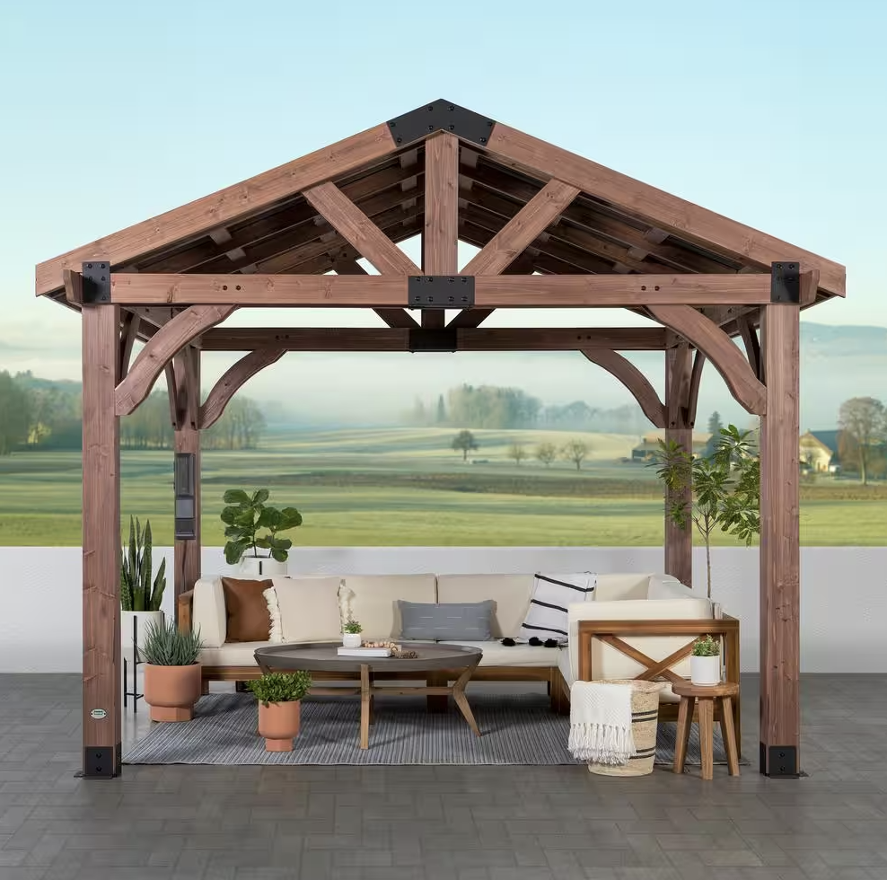 cedar pergola with roof - gazebo